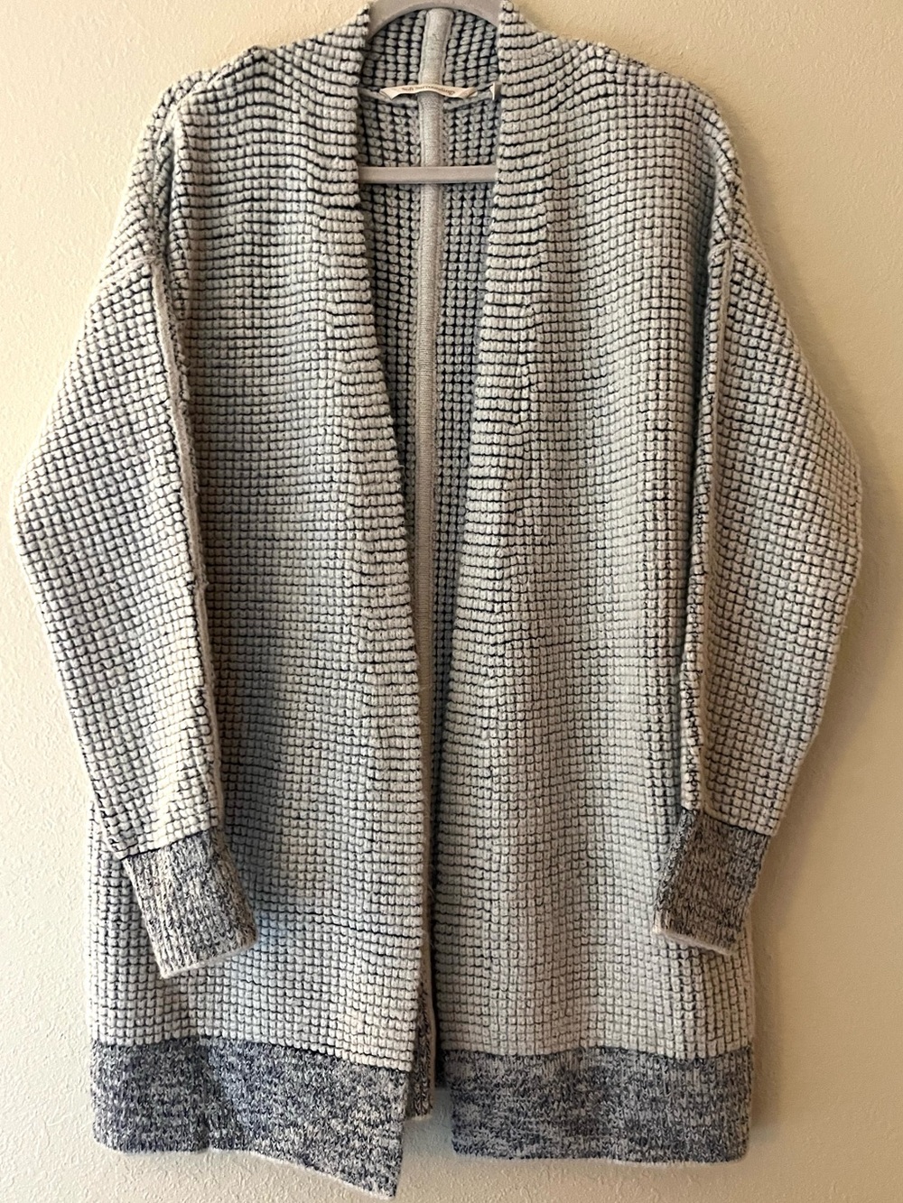 Soft Surroundings Caressa Cozy Longline Cardigan in Light Blue Cream Size Small